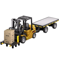HJ2025-2D RTR 1/64 2.4G Mini RC Car Alloy 2 in 1 Forklift Crane With Trailer Support App Remote Controlled LED Light Sou