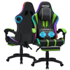Hoffree Office Gaming Chair with Speakers and LED Lights with Footrest Heavy Duty Gamer Chair with Lumbar Support Height
