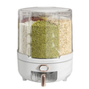 Household Rice Dispenser 360 Degree Rotating Transparent Dry Food Dispenser Sealed Food Holder with 6 Compartments Remov