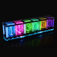HU-071 DIY RGB LED Clock Kit Digital Alarm Multi-Color Display Touch Controls Music Spectrum Timer Backup Battery High C