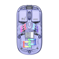 iBlancod H118 Dual Mode Wireless Mouse RGB 1600DPI Dual Mode 2.4G & BT5.0 Rechargeable Transparent Magnetic PC Cover Gam