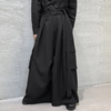 INCERUN Men Casual Black Pants Loose Joggers Solid Color Loose Wide Leg Overalls Trousers with Side Pocket Streetwear Ca