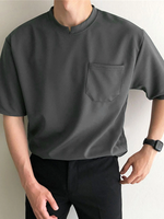 INCERUN Men Solid Color Short Sleeve T-Shirt Round Neck Loose Fit Men