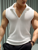 INCERUN Men Tank Top Simple Fashion Knitted Lapel White Tanks Skinny Summer See Through Sleeveless Men Top
