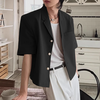 INCERUN Mens Blazer Stylish and Lightweight Korean-style Suit for Fashion-Forward Males Solid Color Short Sleeve Suit Co