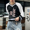 INCERUN Mens Casual Colorblock Long Sleeve T-Shirt Fashion Print Crew Neck Tshirt Spring Fall Loose Fit for Men S-5XL