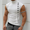 INCERUN Mens Casual Daily Print Vest Stretch Turtleneck Tank Top for Male