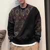INCERUN Mens Ethnic Style Patchwork Long Sleeve Hoodie Comfortable Crew Neck Pullover Male Loose Fit S-5XL