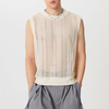 INCERUN Mens Hollow Out Crew Neck Sleeveless Vest Sold Color Sheer Knit Crew Neck Tank Top for Male