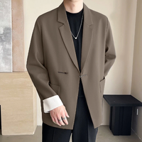 INCERUN Mens Metal Buckle Patchwork Lace Long-Sleeve Blazer Fashion Casual Solid Color Suit Top Outwear