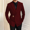INCERUN Mens Metal Button Detail Solid Color Long-Sleeve Blazer Business Casual Suit for Male