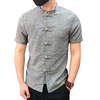 INCERUN Mens Shirt Chinese Style Frog Button Up Short Sleeve T ShirtLoose Casual Shirt Tops