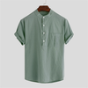 INCERUN Mens Shirts Cotton Solid Color Chest Pocket Casual Henley Shirts