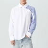INCERUN Mens Shirts Striped Splicing Long Sleeve Shirt Casual Daily Top Shirt Fashion Side Button Design Male Clothing