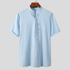 INCERUN Mens Shirts Vintage Chinese Style Cotton Solid Color Stand Collar Casual Summer Shirts