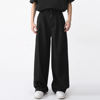 INCERUN Mens Solid Button Design Casual Pants Simple Lace Up Straight Legged Trousers for Men Loose Fit Large Size