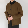 INCERUN Mens Solid Button Front Casual Tweed Jacket Comfortable Crew Neck Outerwear with Side Pockets Large Size S-5XL f