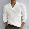 INCERUN Mens Solid Color Double Collar Pullover Sweater Comfortable Stretchy Fabric Casual Top for Male Plus Size S 5XL