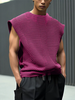 INCERUN Mens Solid Color Textured Stitching Striped Sleeveless T-Shirt