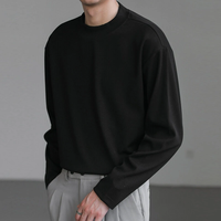 INCERUN Mens Solid Ribbed Casual Long Sleeve T-Shirt Daily Fall Winter Crew Neck Inner Tops for Male S-5XL