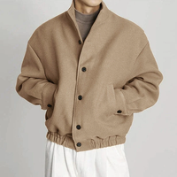 INCERUN Mens Solid Stand Collar Button Front Jacket Casual Fall Winter Outwear Top with Pockets S-5XL
