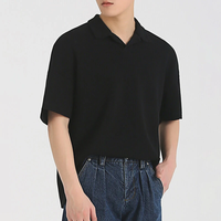 INCERUN Mens Split Hem Drop Shoulders T-Shirts Comftable Casual Lapel Short Sleeve Tshirts Tops for Men S-5XL