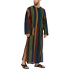 INCERUN Mens Striped Button Long Sleeve Long Shirt Cotton Linen Baggy Full Length Robe Casual Daily Retro Colorful Strip