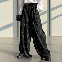 INCERUN Mens Striped Print Casual Elastic Waist Pants Loose Fit Wide Legs Trousers for Male Plus Size S-5XL