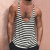 INCERUN Mens Striped U-Neck Sleeveless Casual Vest Simple Gym Sports Tank Top