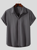 INCERUN Mens Summer Casual Cool Comfort Solid Color Lapel Shirts