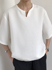 INCERUN Mens T-Shirt Basic Solid Color Short Sleeve T Shirt Casual V-neck Half Long Sleeve Tops Summer Loose Fit Men Clo