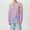 INCERUN Mens T-shirt Fashion Scooped Long Sleeves Tshirt Thin Mesh See Through Lace Up Design Tee Summer Cool Party Top