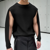 INCERUN Mens T Shirts Fashion Scoop Design Long Sleeve T-shirts Solid Color Casual Top T-Shirts Party Daily Male Clothin
