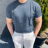 INCERUN Mens T-shirts Fashion Tight Round Neck Both Sides Embossed Short Sleeve Tshirt Comfy Solid Color Daily Men Summe