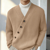 INCERUN Mens Textured Asymmetrical V-Neck Long-Sleeve Sweater Comfortable Solid Color Casual Fall Winter Top S-5XL