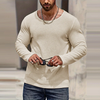 INCERUN Mens Textured Crew Neck Long Sleeve T-Shirt Comfortable Solid Color Top for Male S-5XL