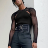 INCERUN Mens Two-piece Suit Black Tops Fashion Hollow Out Cutoff Long Sleeve Top & Sleeveless Tank Top Streetwear Summer