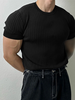 INCERUN Plus Size Men Solid Color Knitted T-shirt Summer Daily Casual Tee Men