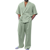 INCERUN Sets for Men Solid Color Short Sleeve Blazer & Pant with Pockets Casual Daily Mens Two Pieces Outfits