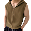 INCERUN Zip-Up Hooded Tank Top for Men Comfy Solid Color Men Vest Summer Daily Sleeveless Male Clothing