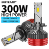 INFITARY Q6 30000LM LED Car Headlight Bulbs 300W Hi-Low Beam Car Headlamps 6500K Bright White