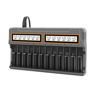 Intelligent Charging Adapter 12 Bay Battery Charger LCD Display Multi Slot Supports 18650/AA/AAA Battery Overcharge Prot