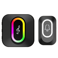 Intelligent Wireless Music Doorbell 50-100 Meters Range 38 Rings LED Lighting Silent Mode Adjustable Volume Call Alarm W