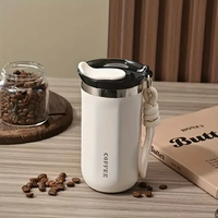 IPRee 350ml Stainless Steel Insulated Cups Portable Double Wall Vacuum Flask Coffee Mug with Rope Leak-Proof Drinking Wa