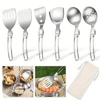 IPRee 6pcs Kitchen Accessories Multi-functional Folding Kitchenware Cookware Stainless Steel Portable Folding Soup Ladle