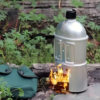 IPRee Aluminum Water Canteen Cup Wood Stove Pouch Set Portable Military Canteen for Outdoor Camping Survival Experience