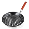IPRee BBQ Grill Basket Round Perforated Grilling Pan with Folding Handle for Camping Picnic BBQ Folding Outdoor Barbecue