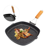 IPRee Camping Cookware Frying Pan Non-Stick Grilling Pan with Folding Handle Portable Outdoor Hiking Picnic Cooking Equi