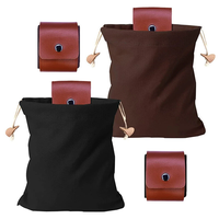 IPRee Foldable Large Capacity Canvas Belt Bag,  Pouch,  PU Leather Canvas Drawstring Foraging Pouch for Travel Camping Hik