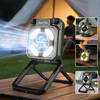 IPRee Folding Camping Fan Lantern with Stand Rechargeable Dimming Bright Work Floodlight Portable Hand Crank Outdoor Hik